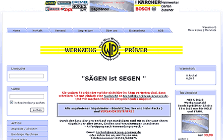 S&auml;gen Onlineshop Werkzeug Pr&uuml;ver
